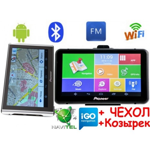 Android GPS навигатор Pioneer M515+AV Андроид 7 дюймов экран + Wifi и Bluetooth с картами навигации 2019 года