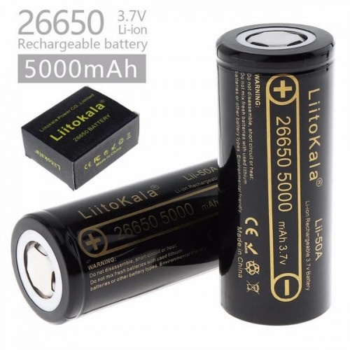 Высокоемкий аккумулятор 26650 LiitoKala Lii-50A 5000mah оригинальный 10A Li-Ion черный