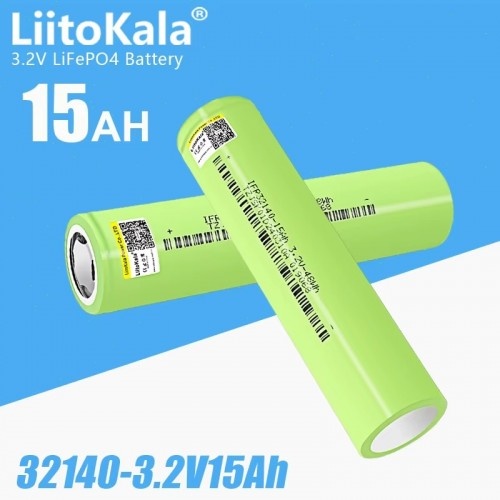 Акумулятор 32140 3.2В 15Ah LiFePo4 Liitokala з нікелевими полюсами оригінальний високострумовий LFP акумулятор