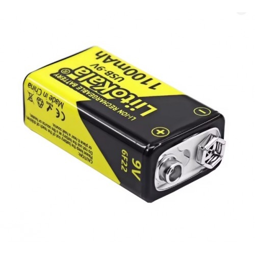 Акумулятор 9V 6F22 крона LiitoKala USB-9V 1100mAh Li-ion USB Type-C оригінал