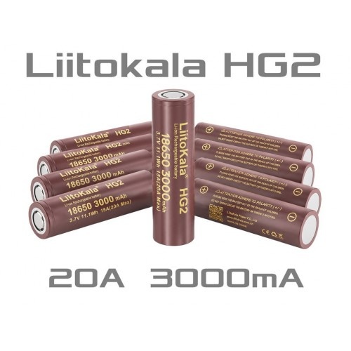 Високострумовий акумулятор LiitoKala HG2 18650 3000mAh 20A Li-Ion LG