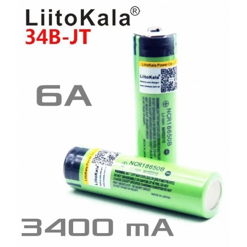 Акумулятор 18650 LiitoKala Lii-34B-JT NCR18650B 3400mAh 6A Li-Ion опуклий контакт button top